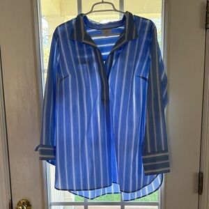 J. Jill Blue Striped Tunic Top